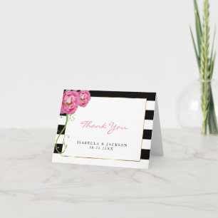 Pivoines Fleurs sur Fond Noir et Blanc - Merci