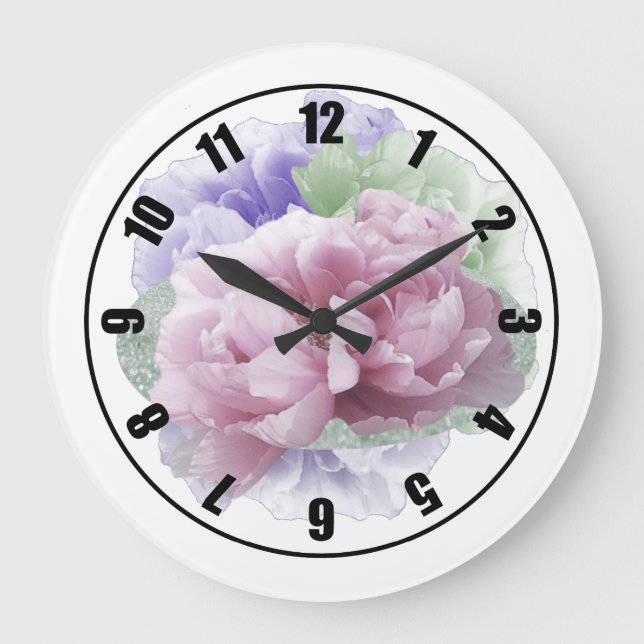 Pivoines Florales Grande Horloge (Recto)