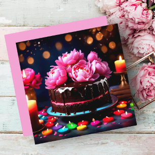 Pivoines roses Carte de bon anniversaire personnal