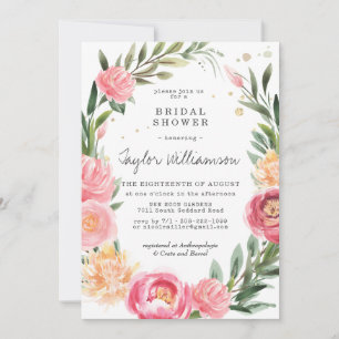 Pivoines roses Invitation de douche de mariée fl