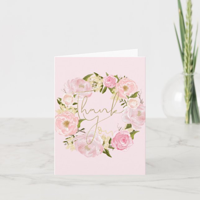 Pivoines roses romantiques Floral Gold Merci (Devant)