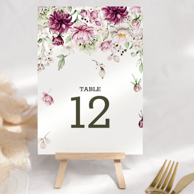 Pivoines Table Numéro de Table de Mariage Floral B (Créateur téléchargé)
