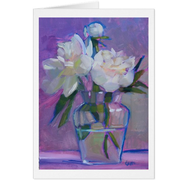 Pivoines trois - fleurs blanches dans un vase en (Devant)