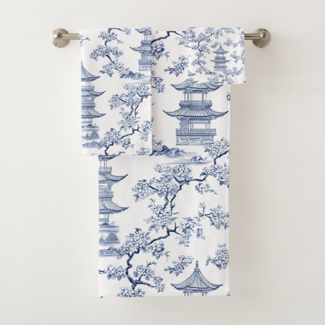 PixDezine Pagodes de Chinoiserie Bleu Fleurs de Ce (En situation)