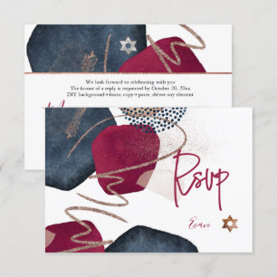 PixDezines Abstrait RSVP Navy Bar Mitzvah ✡
