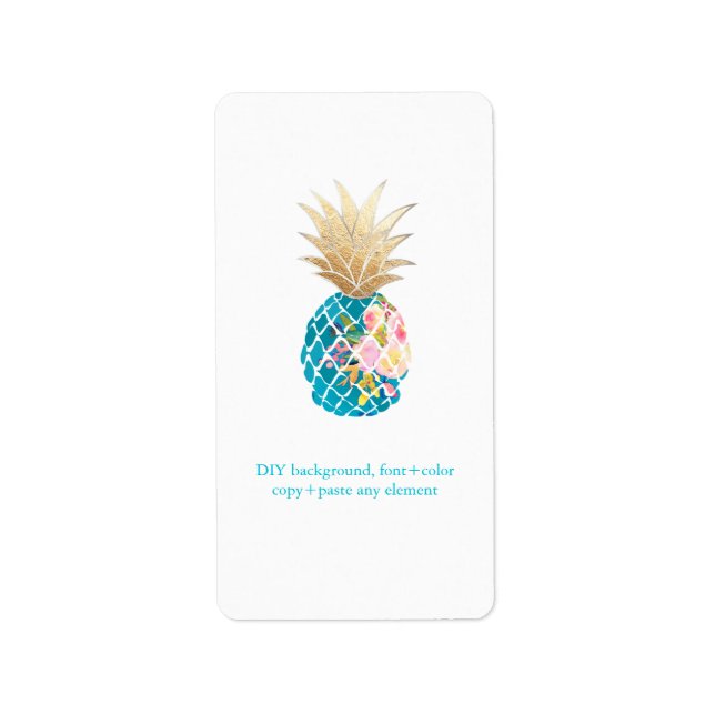 PixDezines Aloha Ananas Faux Étiquettes de vin d'h (Devant)