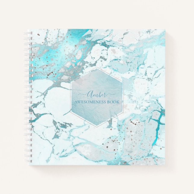 PIXDEZINES AQUA BLUE MARBLE JOURNAL (Devant)