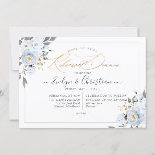 PixDezines Aquarelle Dusty Blue Roses Invitation