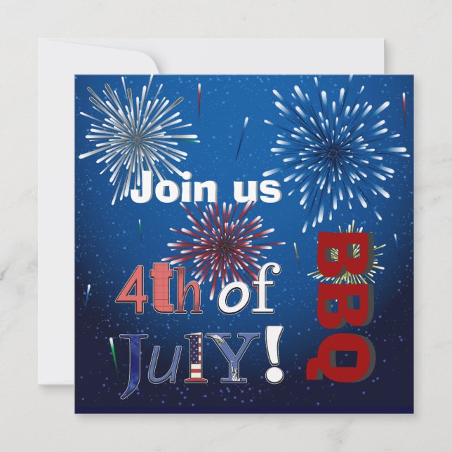 PixDezines BBQ, 4 juillet invitations (Devant)