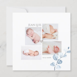 PixDezines Blue Eucalyptus Faire-part de naissance