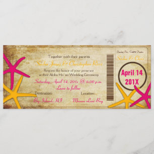PixDezines Boarding Pass+Beach Wedding Invitations