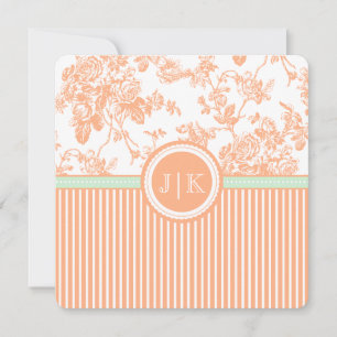 PixDezines Coral Orange Roses Toile Vintage