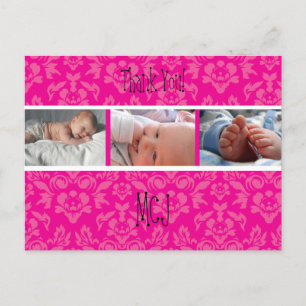 PixDezines Damask 12, Monogramme merci les cartes
