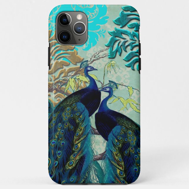 PixDezines Damask/Peacocks Uncommon coque iphone (Dos)