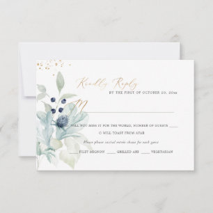 PixDezines Dusty Blue Winter Cotton Cartes RSVP
