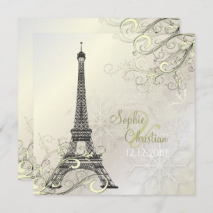PixDezines EIFFEL PARIS+SNOWFLAKES INVITATIONS