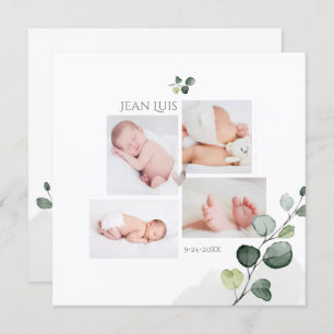 PixDezines Eucalyptus Faire-part de naissance simp