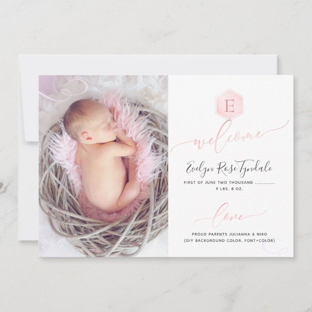 PixDezines Faire-part de naissance peigne, fille (Devant)