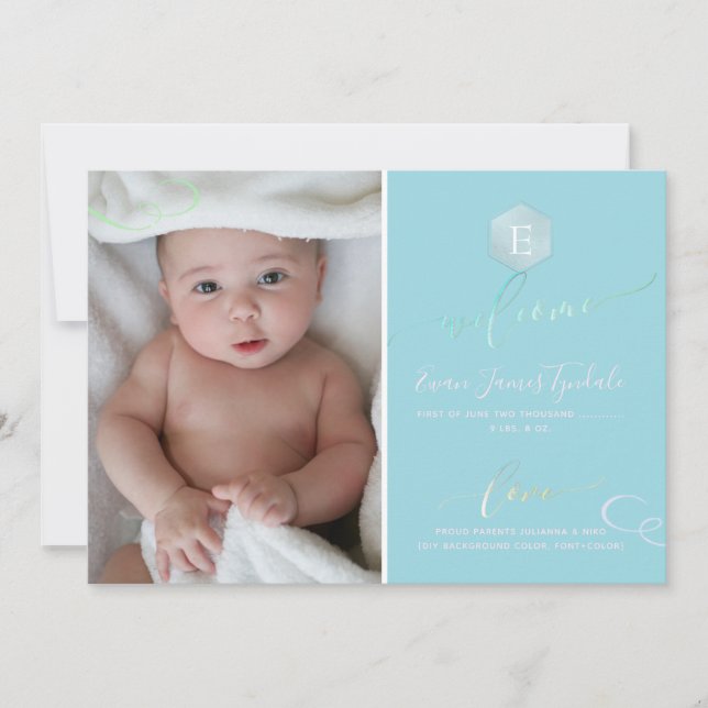 PixDezines Faire-part de naissance peigne, Garçon (Devant)