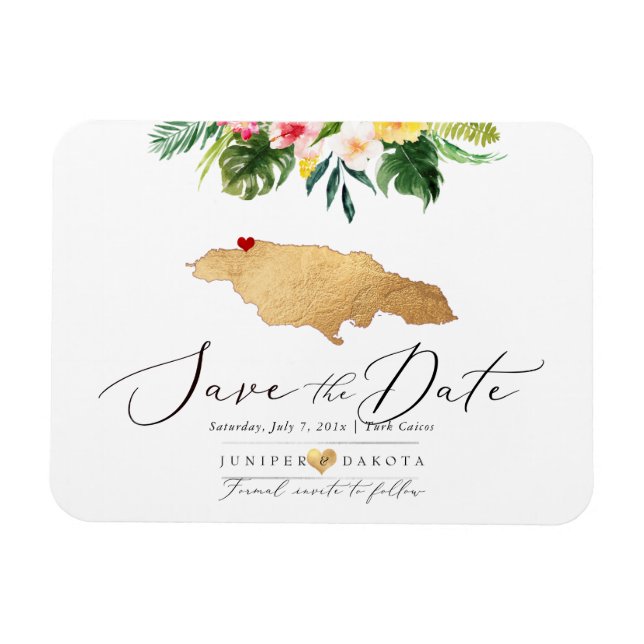 PixDezines Faux Gold Jamaïque Carte Magnet (Horizontal)