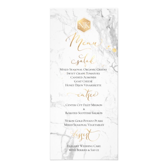 PixDezines Faux Gold Menu sur Marble Fancy Script (Devant)