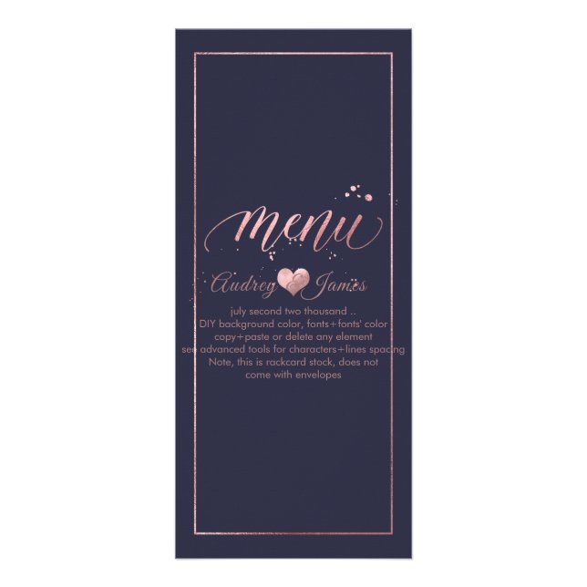 PixDezines Faux Rose Gold Calligraphy Menu Script (Devant)