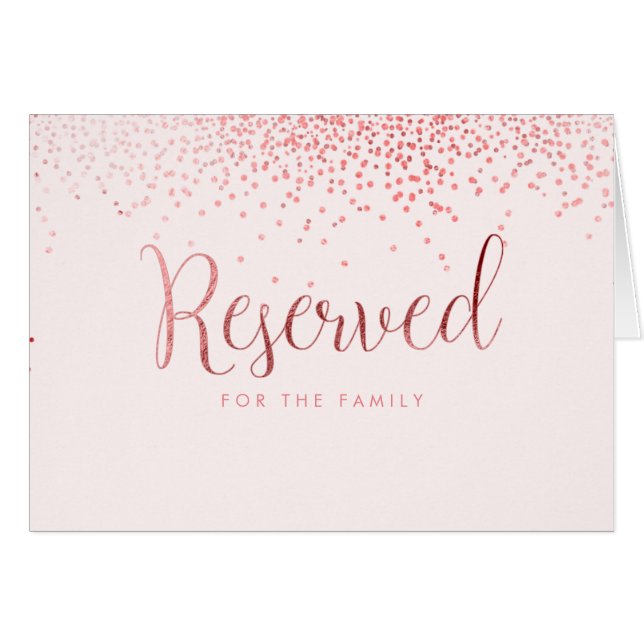 PixDezines Faux Rose Gold Confetti/Réservé Table (Devant Horizontal)