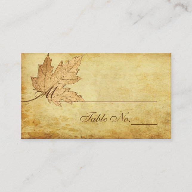 PixDezines Feuilles d'érable/Faux Gold/Place Carte (Devant)