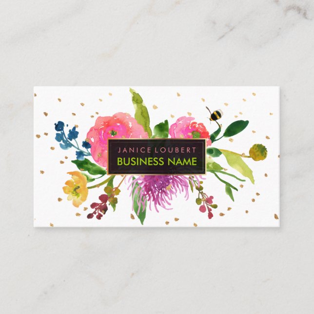PixDezines Floral Aquarelle/Cartes de référence (Devant)