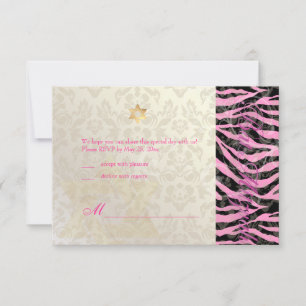 PixDezines GRAND Bat mitzvah RSVP Zebra/Damask