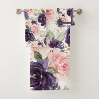 PixDezines H2 Aubergine et Roses Rose Tendre