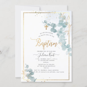 PixDezines H2 Eucalyptus Baptême Invitation