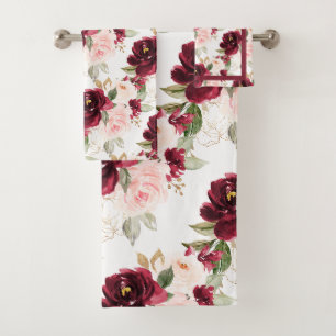 PixDezines H2 Fleurs Roses Blush Bourgogne  