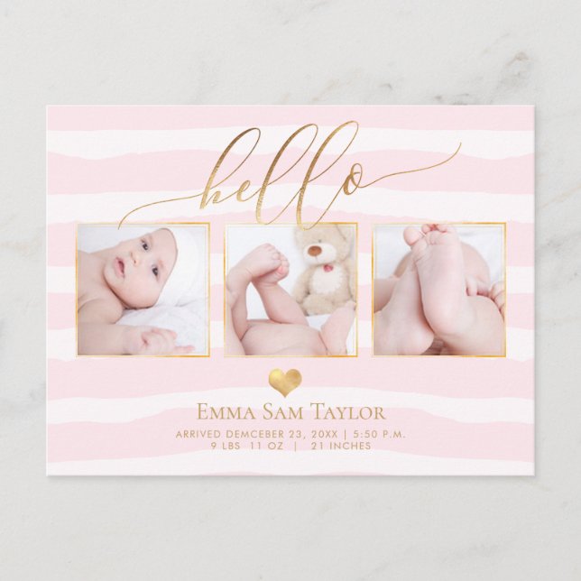 PixDezines Hello Faire-part de naissance/Stripes (Devant)