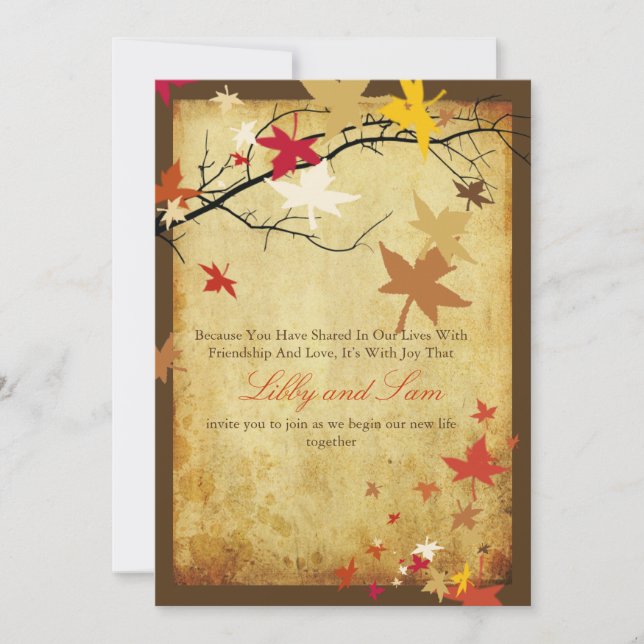 PixDezines Invitations vintages d'automne/feuilles (Devant)