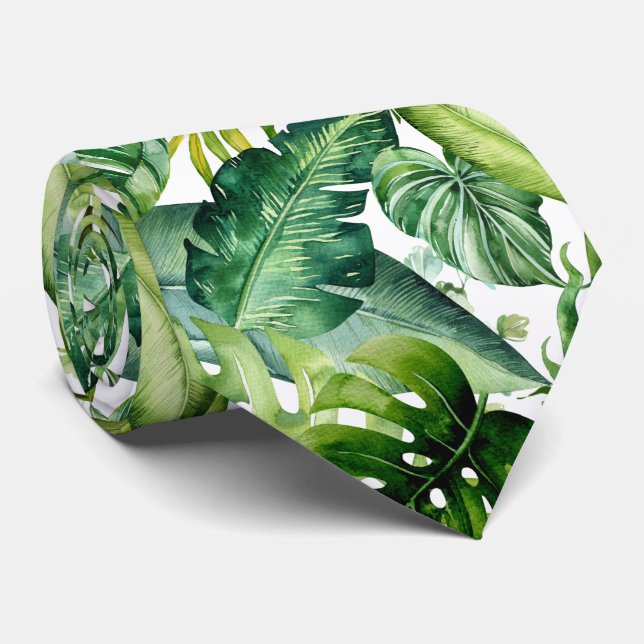 PixDezines Lush Greenery Tropical Foliage Cravate (Roulé)
