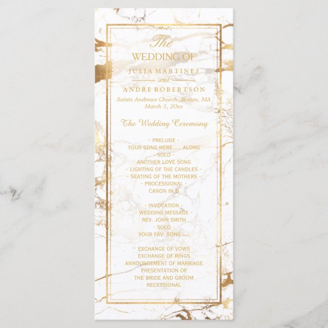 PixDezines Marble+Gold Veins Programme de mariage (Devant)