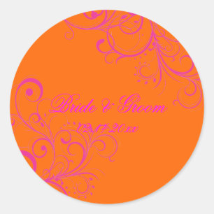 PixDezines Orange + Pink Swirls stickers mariage