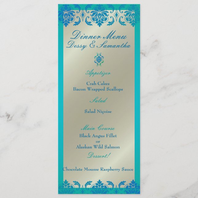PixDezines paon blue vendome damask, Menu (Devant)