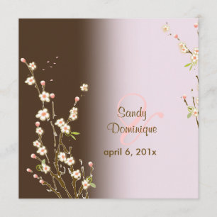 PixDezines Peach Sakura, invitations de mariage