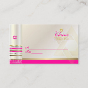 PixDezines Pink Tallit Mitzvah cartes de place