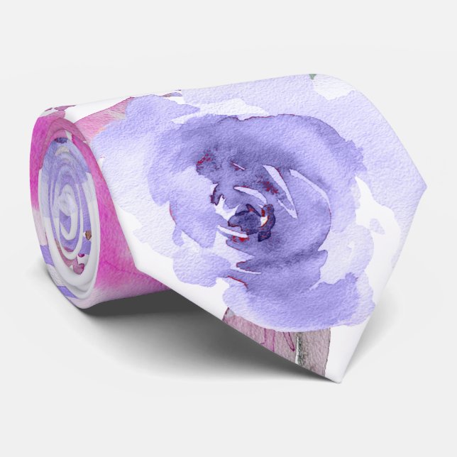 PixDezines Roses d'été violettes cravate (Roulé)