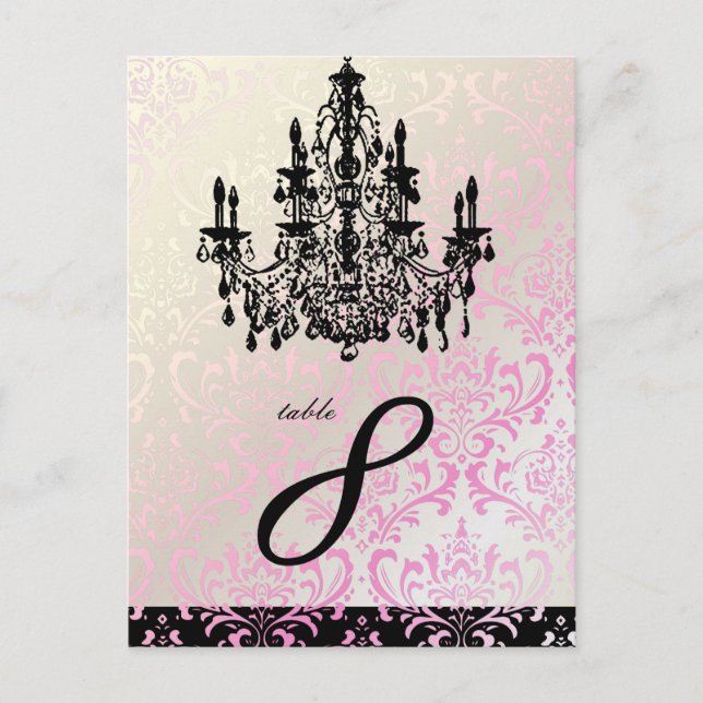 PixDezines Rossi Damask+Chandelier cartes de table (Devant)