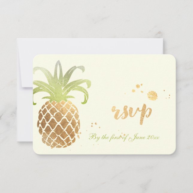 PixDezines rsvp Ananas/Brush Or (Devant)