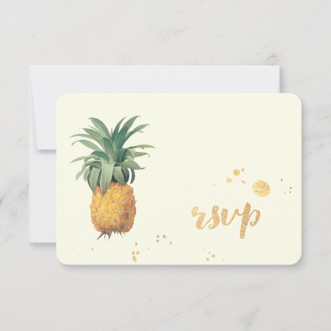 PixDezines rsvp Ananas/Brush Or (Devant)