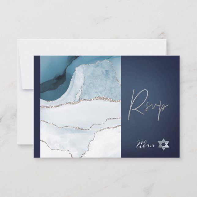 PixDezines RSVP Aquarelle Agate Bar Mitzvah ✡ (Devant)