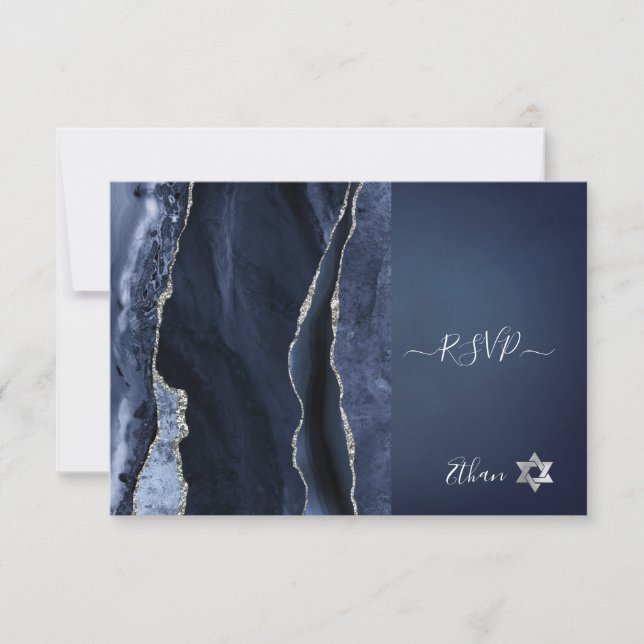 PixDezines RSVP aquarelle Bar Mitzvah Agate ✡ (Devant)