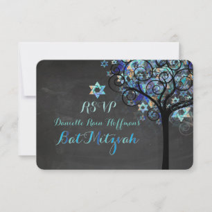 PixDezines RSVP Arbre de vie Mitzvah/Chalkboard
