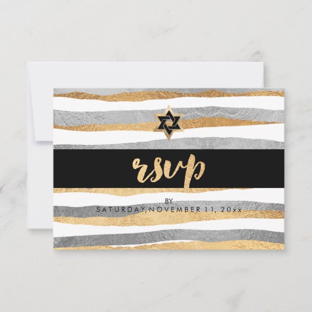 PixDezines rsvp argent/or/rayures bar mitzvah (Devant)