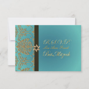 PixDezines rsvp bat mitzvah+faux damask or